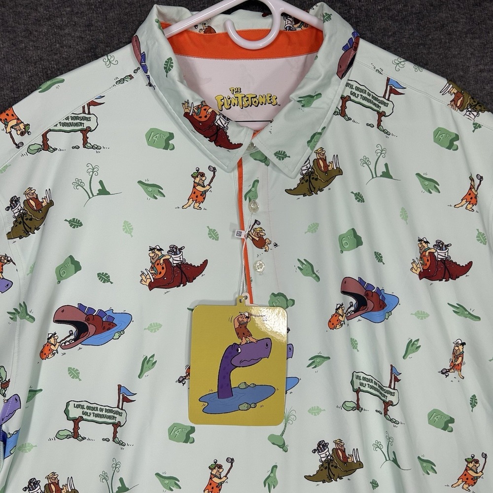 RSVLTS Flintstones Golf Polo Shirt Mens 3XL Loyal Order of Dinosaurs Tourney